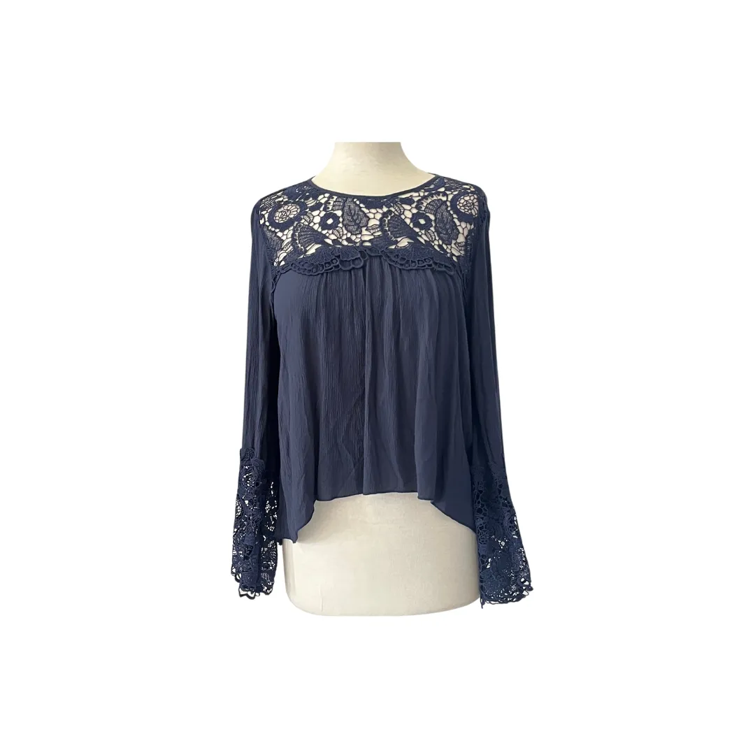 Abercrombie & Fitch Navy Lace Top | Gently Used |