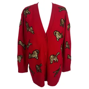 Brand New Alice & Olivia Red Bengal Cat Cardigan - Size Small - $550