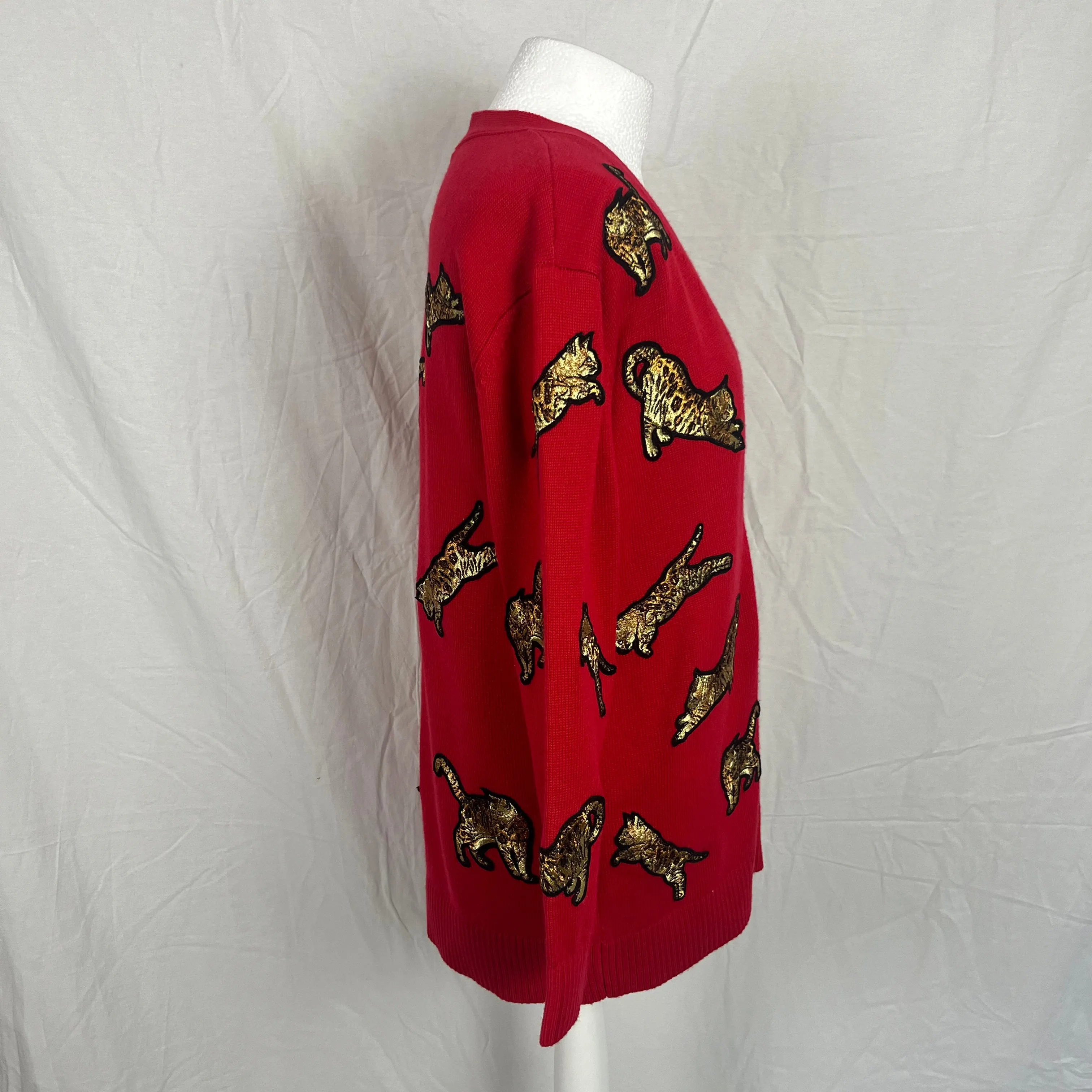 Brand New Alice & Olivia Red Bengal Cat Cardigan - Size Small - $550