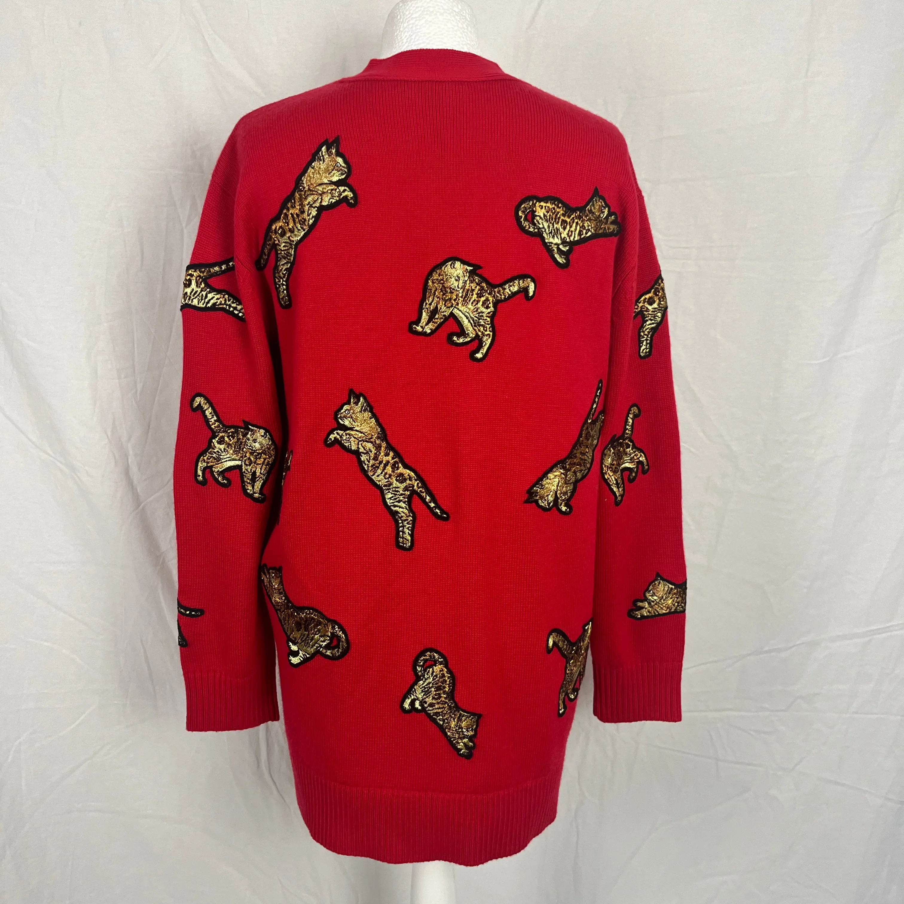 Brand New Alice & Olivia Red Bengal Cat Cardigan - Size Small - $550