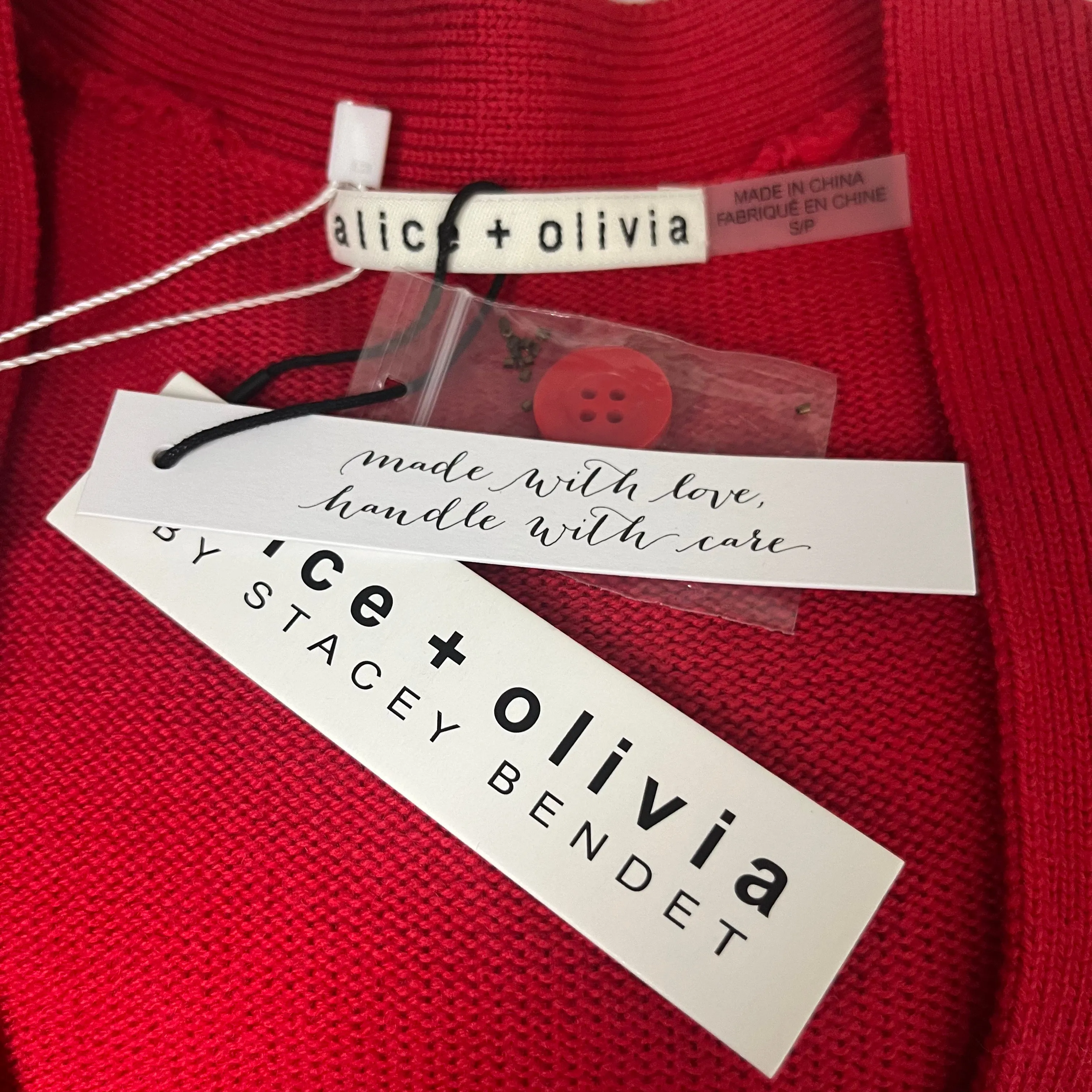 Brand New Alice & Olivia Red Bengal Cat Cardigan - Size Small - $550