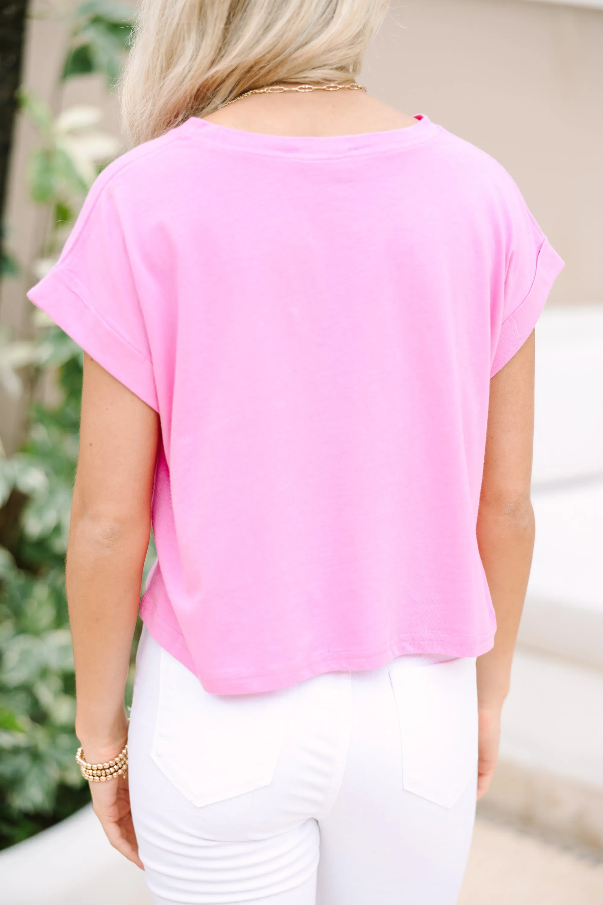 All In A Day Bubblegum Pink Crop Tee