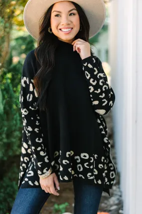 All In Theory Black Leopard Sweater Tunic