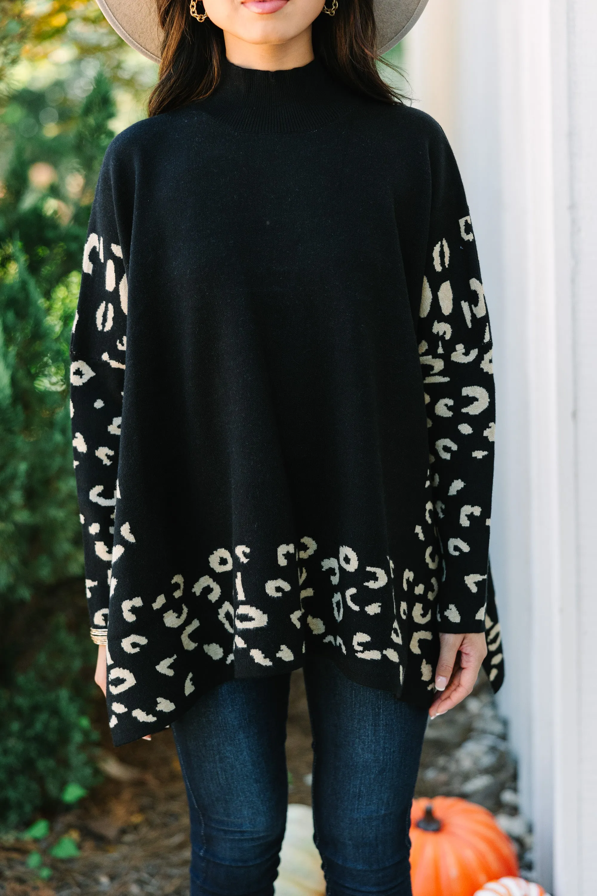 All In Theory Black Leopard Sweater Tunic