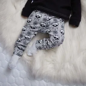 Alternative Baby Clothes | Grey skull Leggings