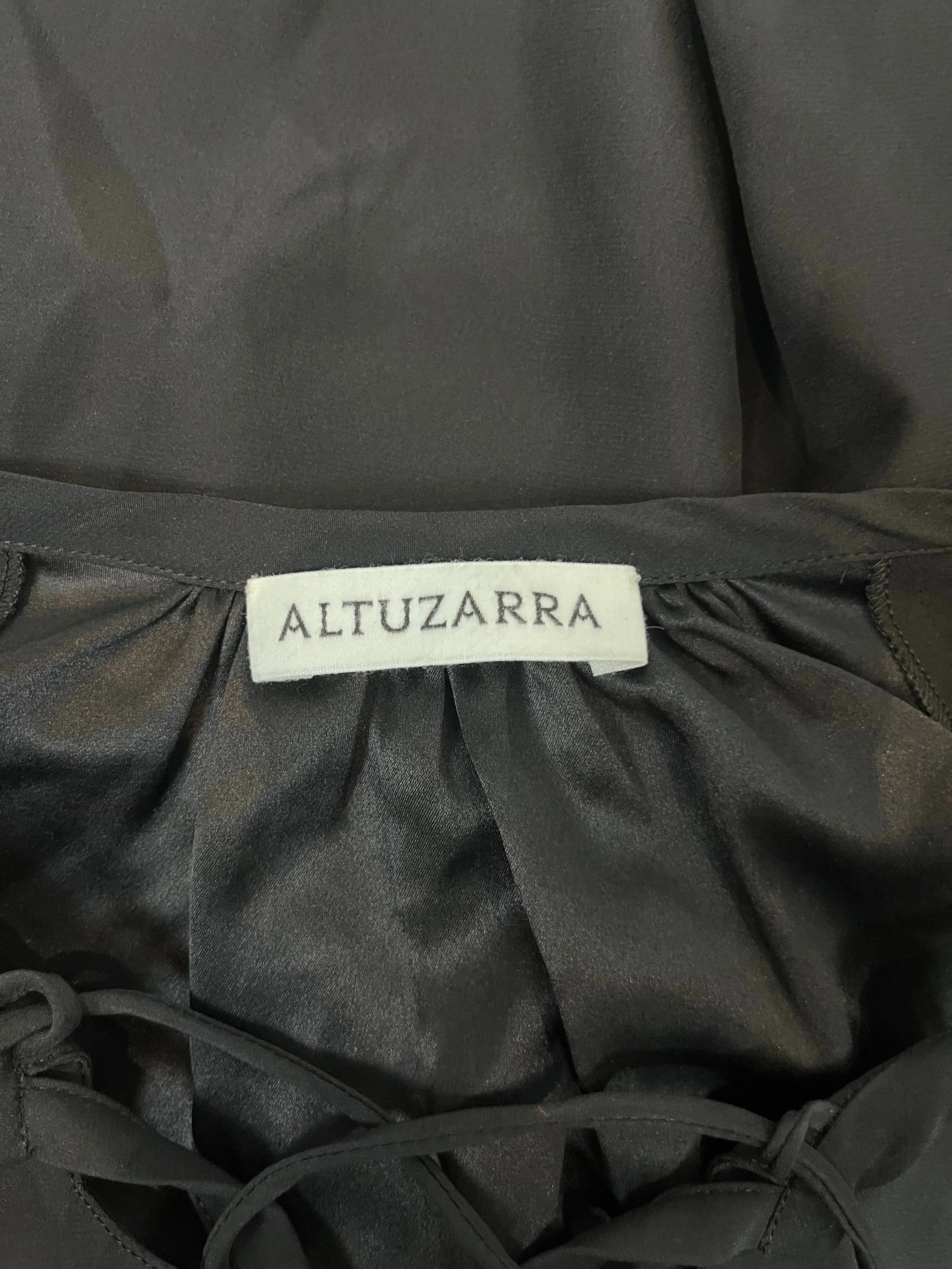 Altuzarra Black Silk Cut Out Lace Up Top XS