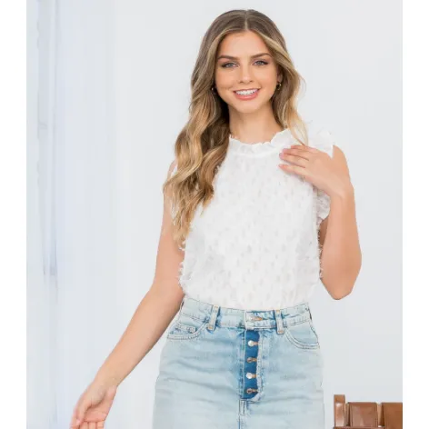 Amanda THML Ruffle Sleeve Fringe Top