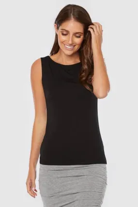 Bamboo Shell Tank Top  - Black