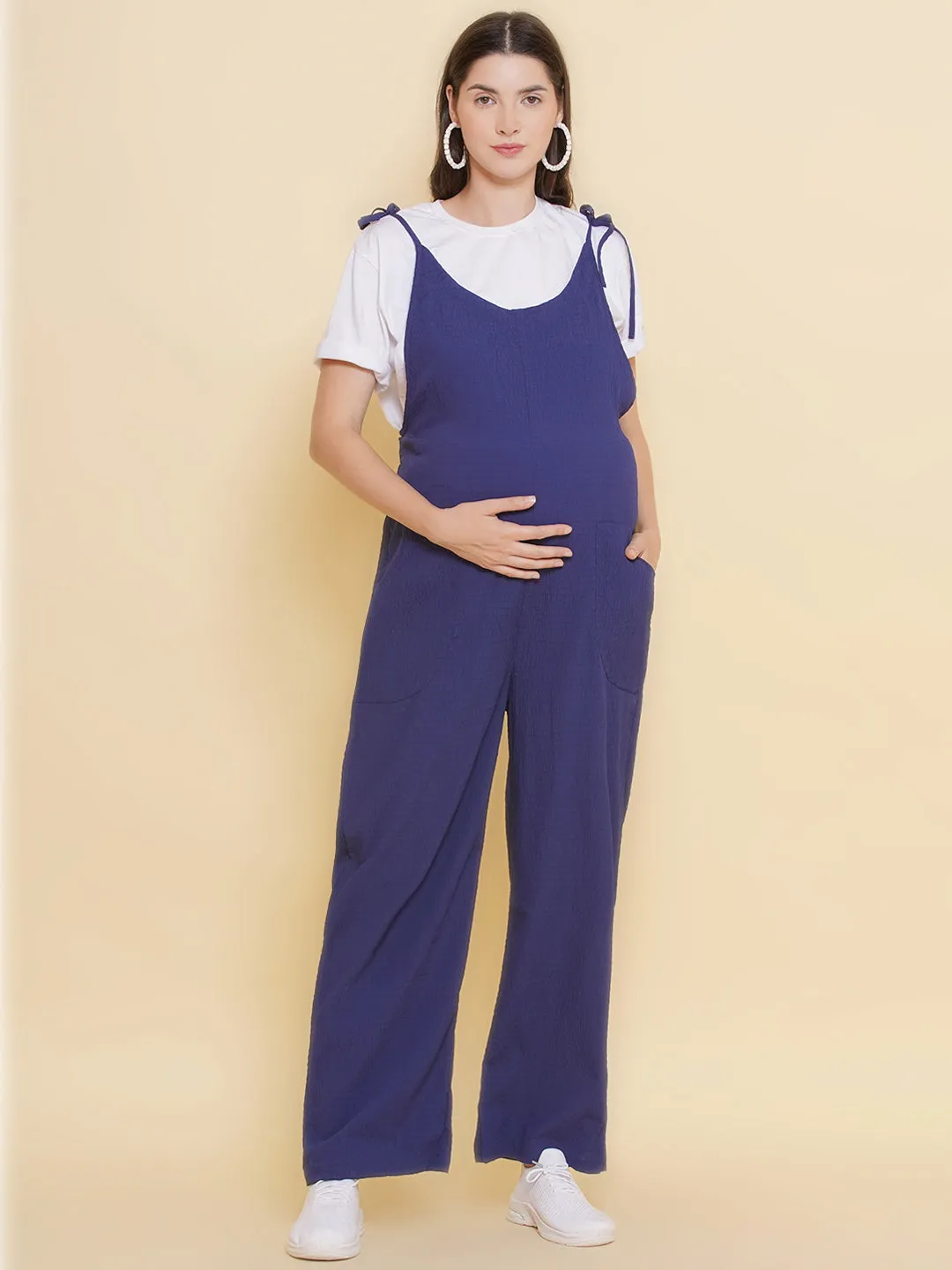 Blue Maternity Jumpsuit