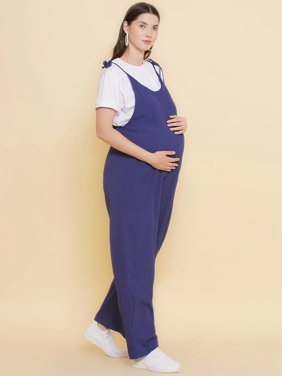 Blue Maternity Jumpsuit