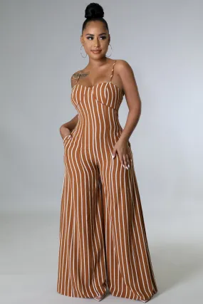 Brown striped jumpsuit