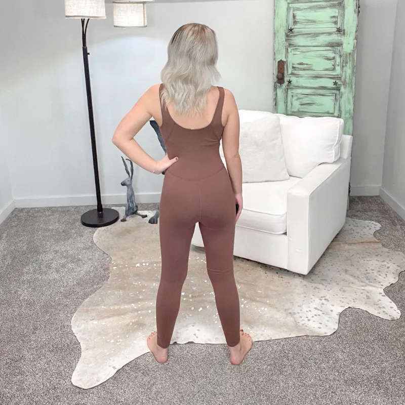 Buttery Soft Smoky Brown Legging Jumpsuit