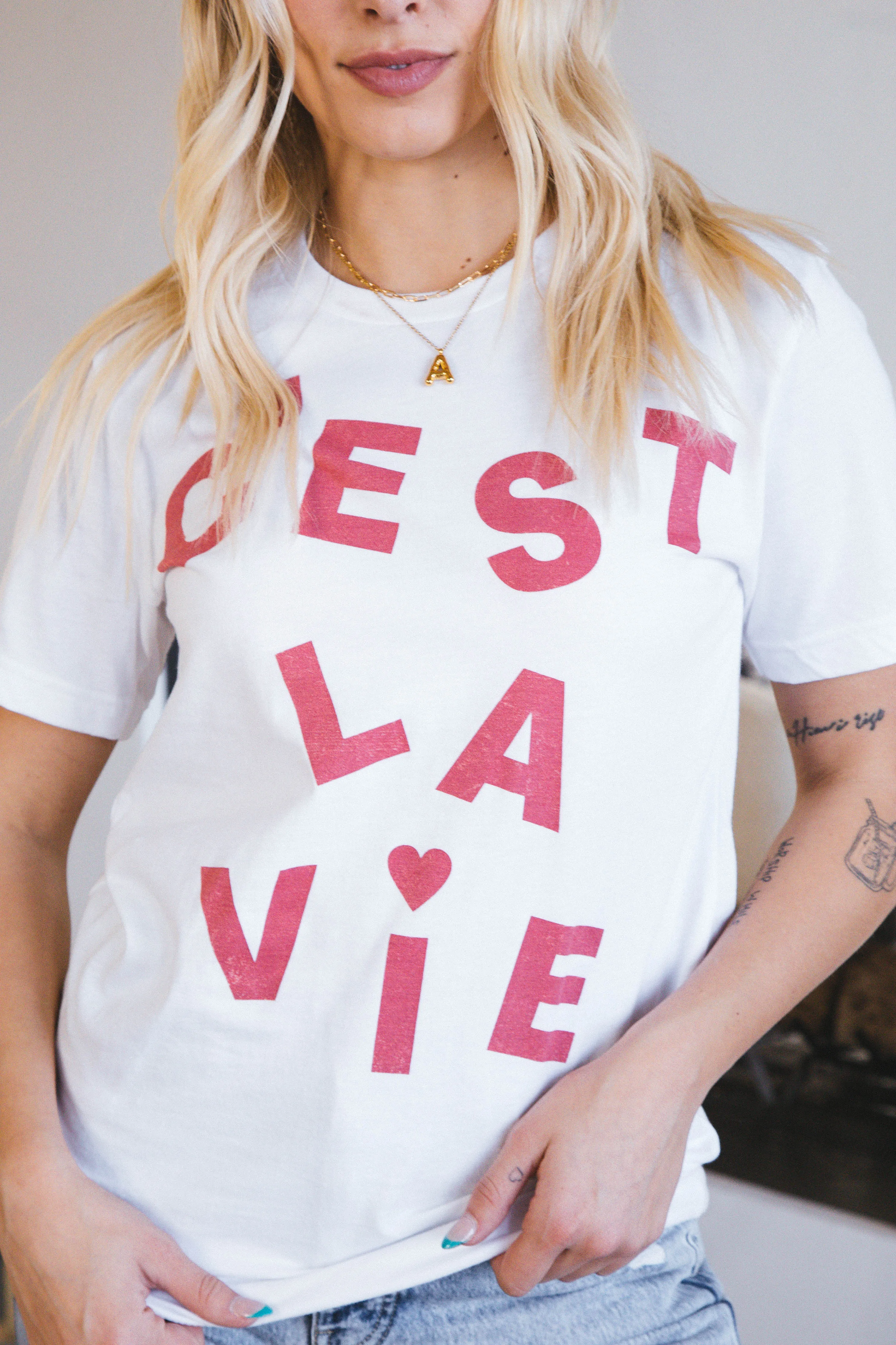 C'est La Vie Graphic Tee, White