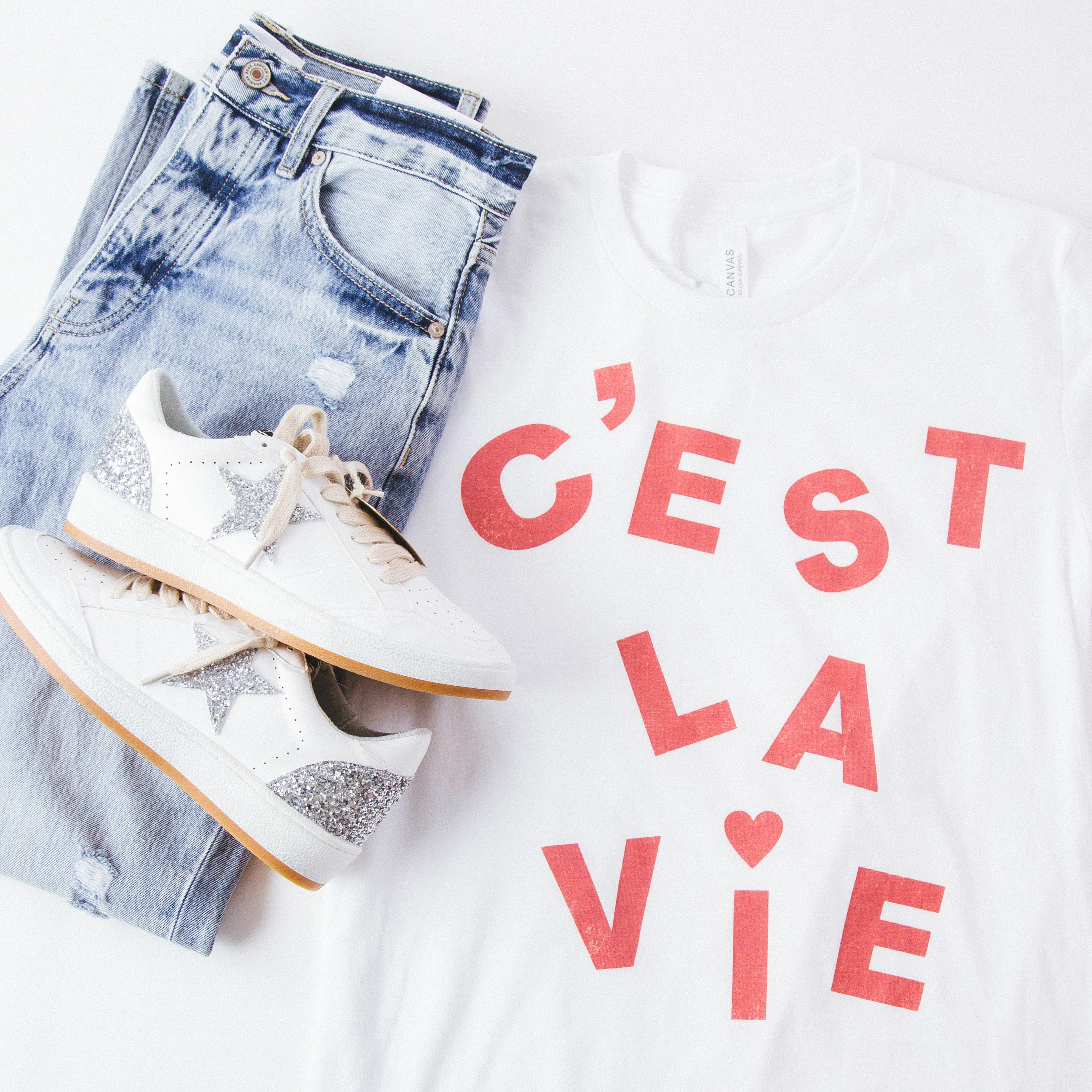 C'est La Vie Graphic Tee, White