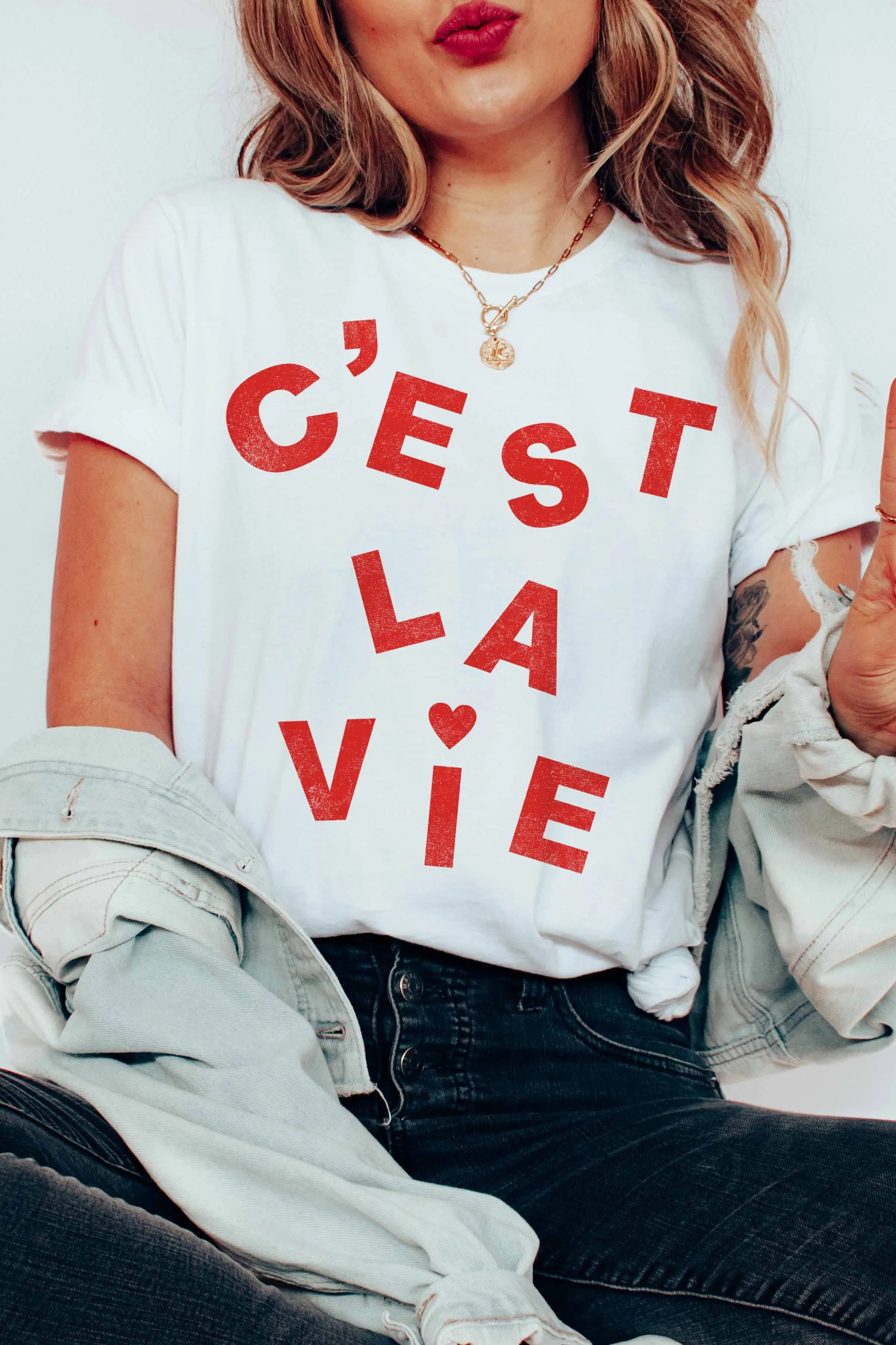 C'est La Vie Graphic Tee, White