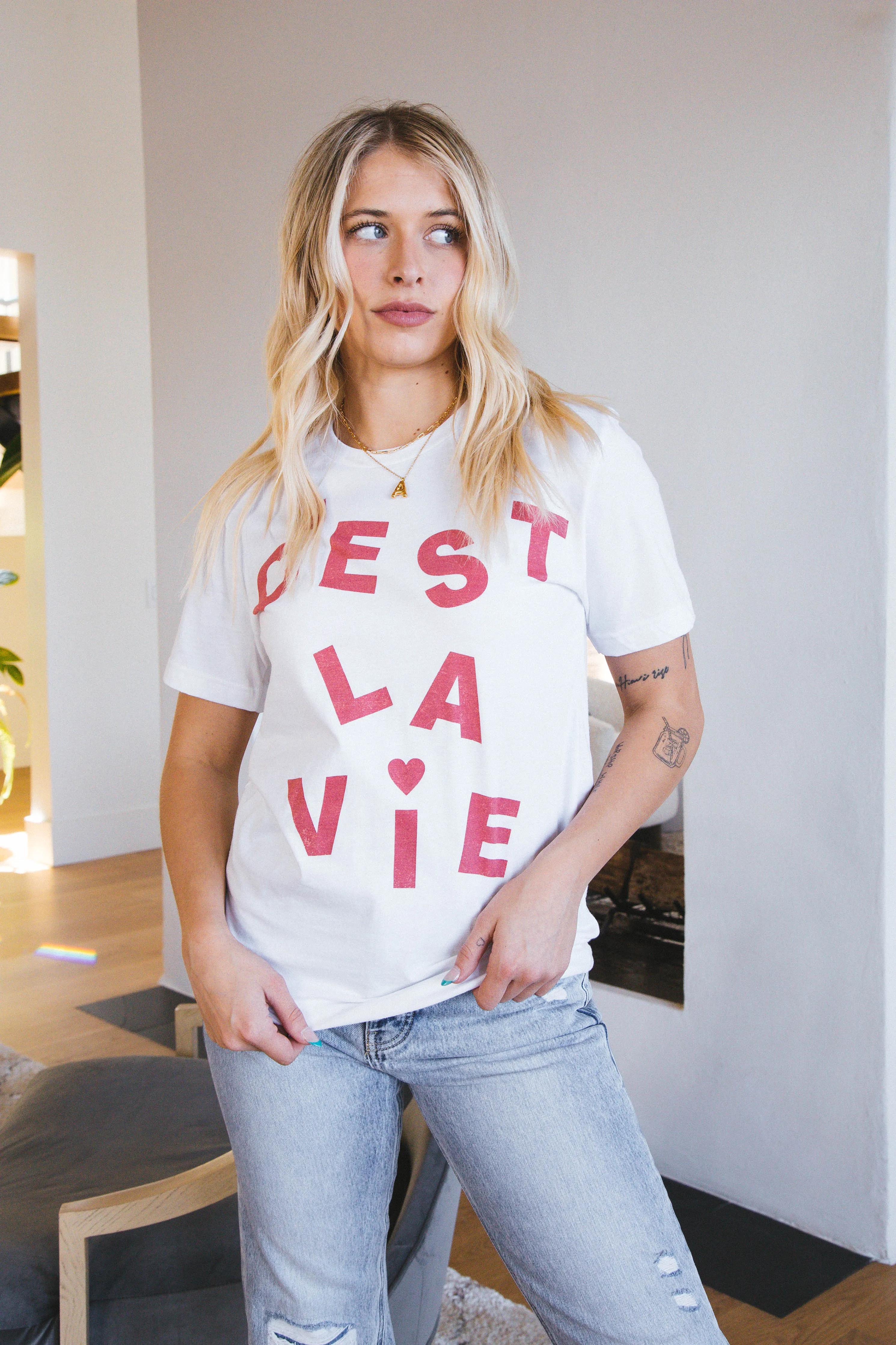 C'est La Vie Graphic Tee, White