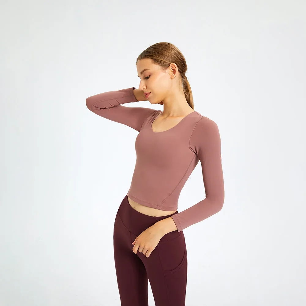 Chest V Nude Long Sleeve Tops