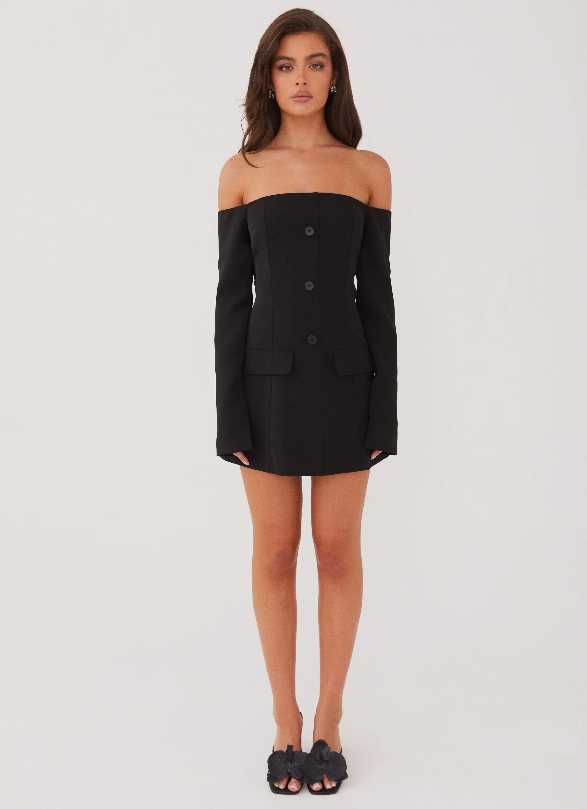 Dominique Blazer Mini Dress - Black