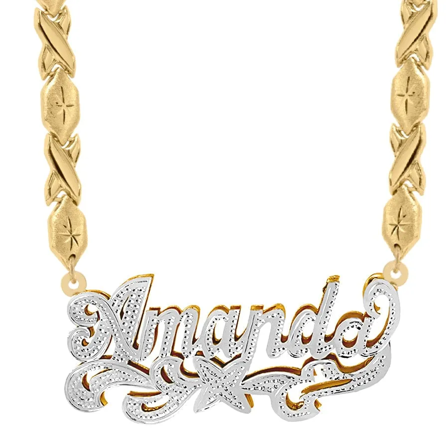 Double Plated Name Necklace Amanda with Xoxo chain