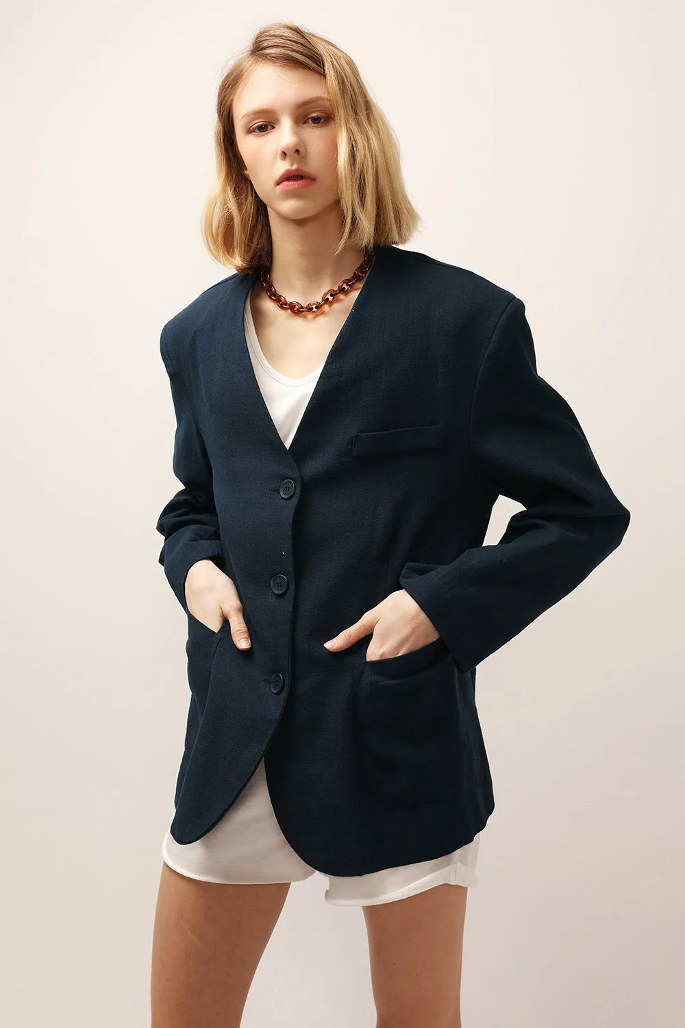 Emma Oversized Collarless Blazer