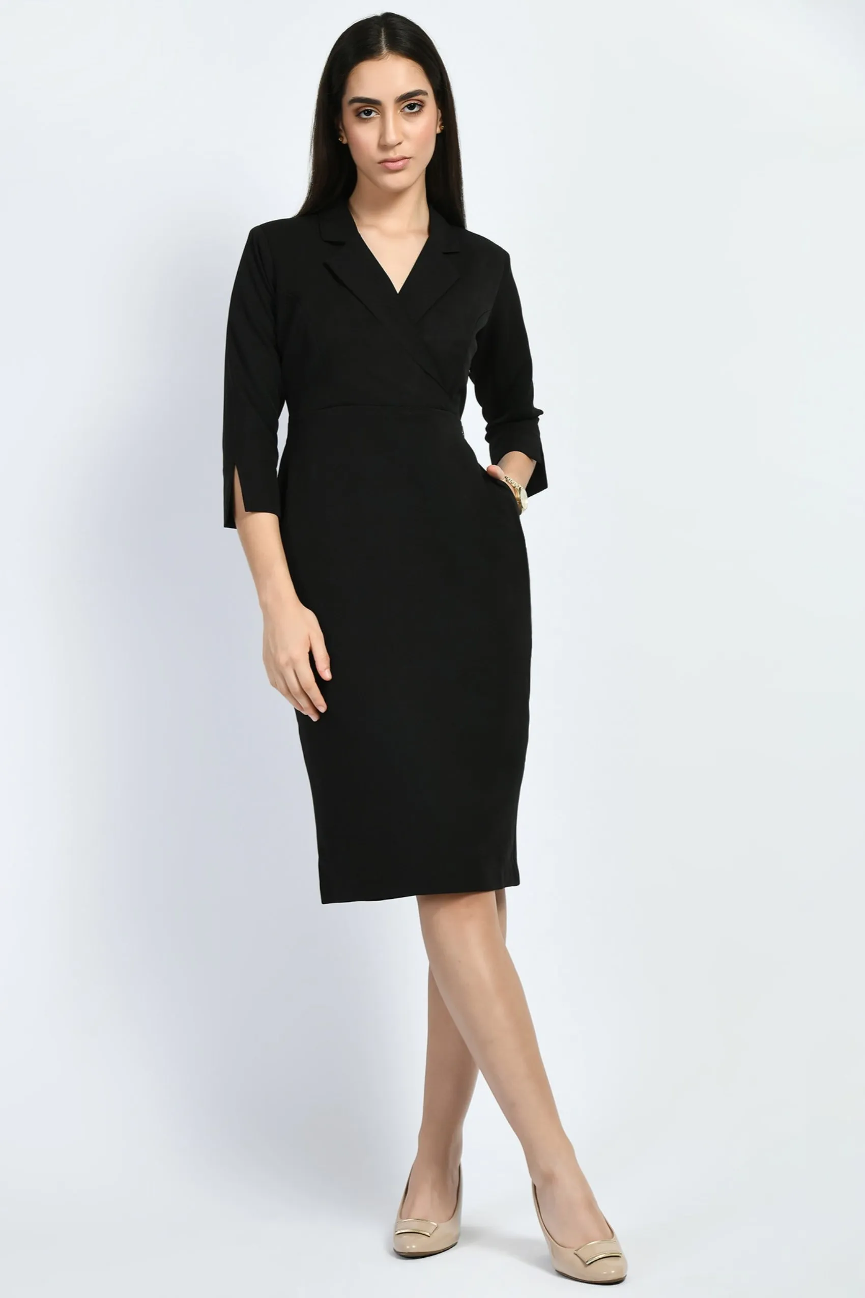 Exude Wonder Blazer Sheath Dress (Black)