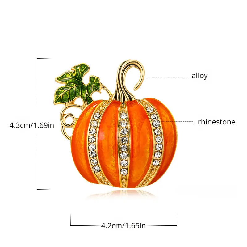 Halloween Rhinestone Pumpkin Brooch Badge Pin Jewelry Corsage Clothing Backpack Accessories LJH18