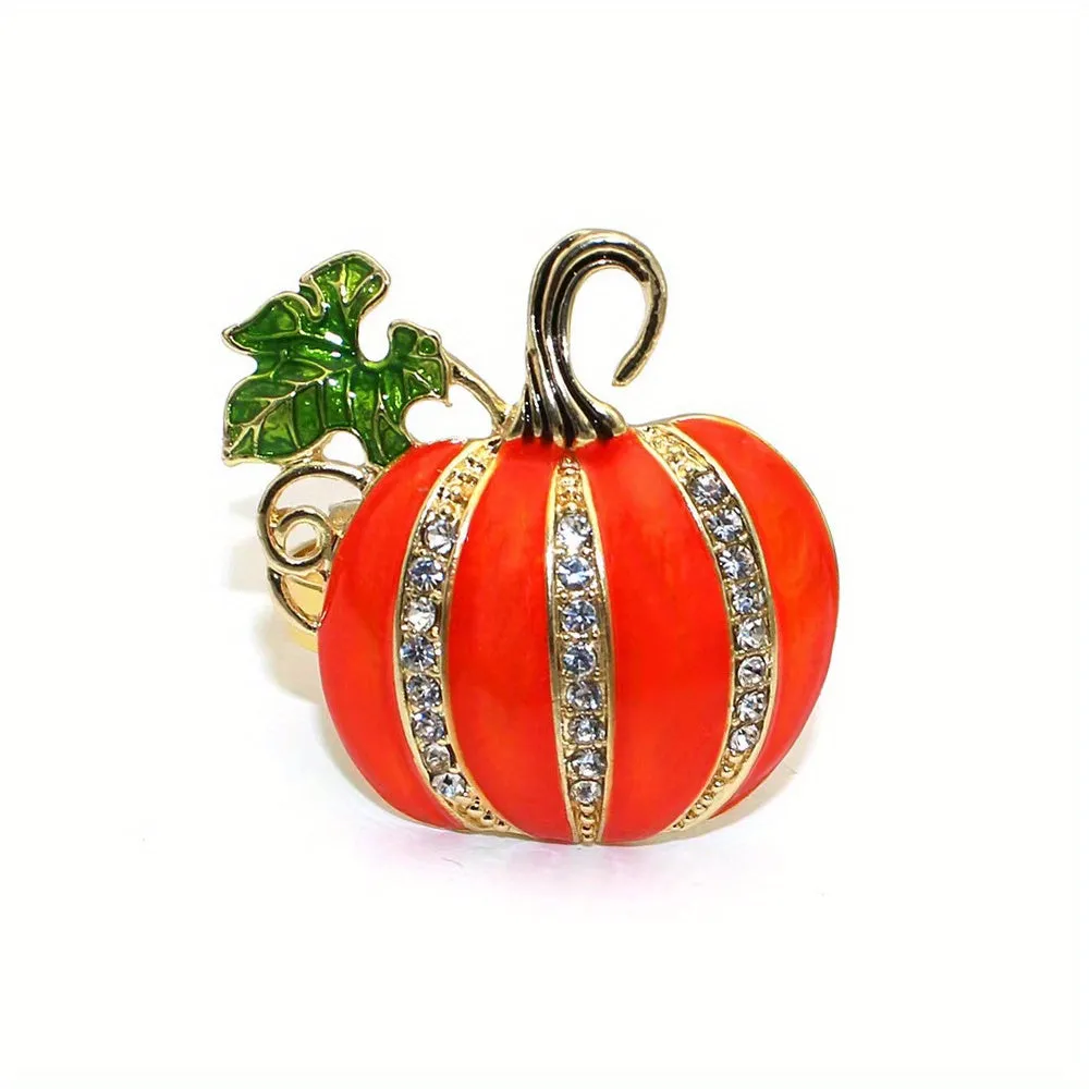 Halloween Rhinestone Pumpkin Brooch Badge Pin Jewelry Corsage Clothing Backpack Accessories LJH18