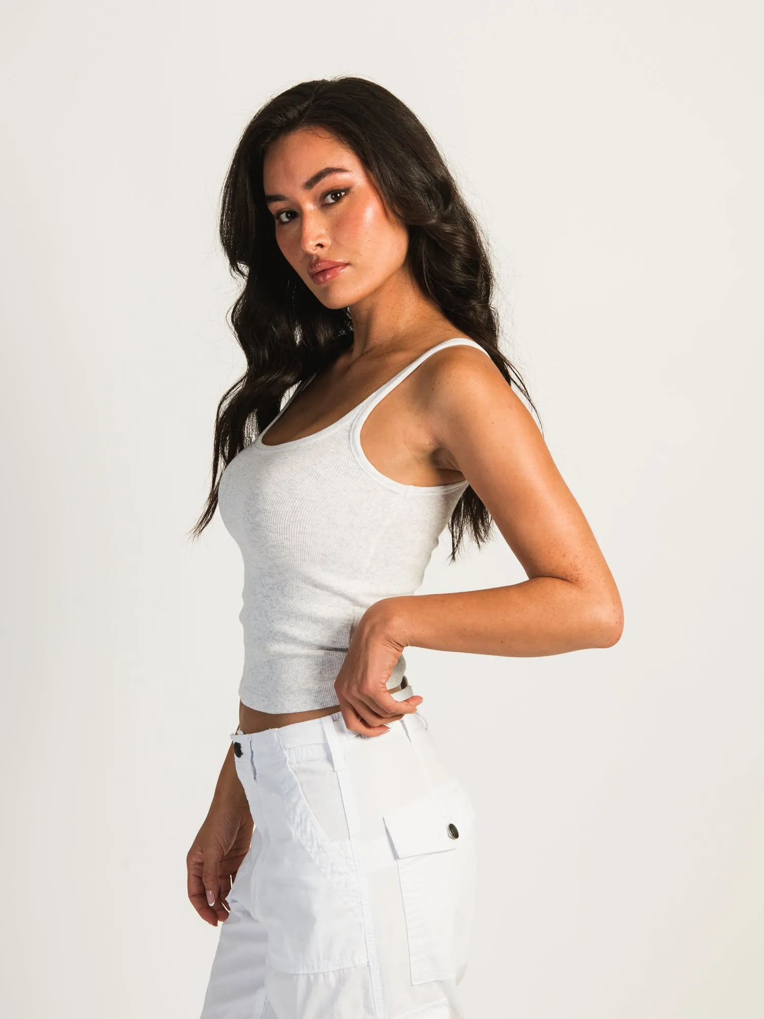 HARLOW SARAH MELANGE TANK - HEATHER CLOUD WHITE