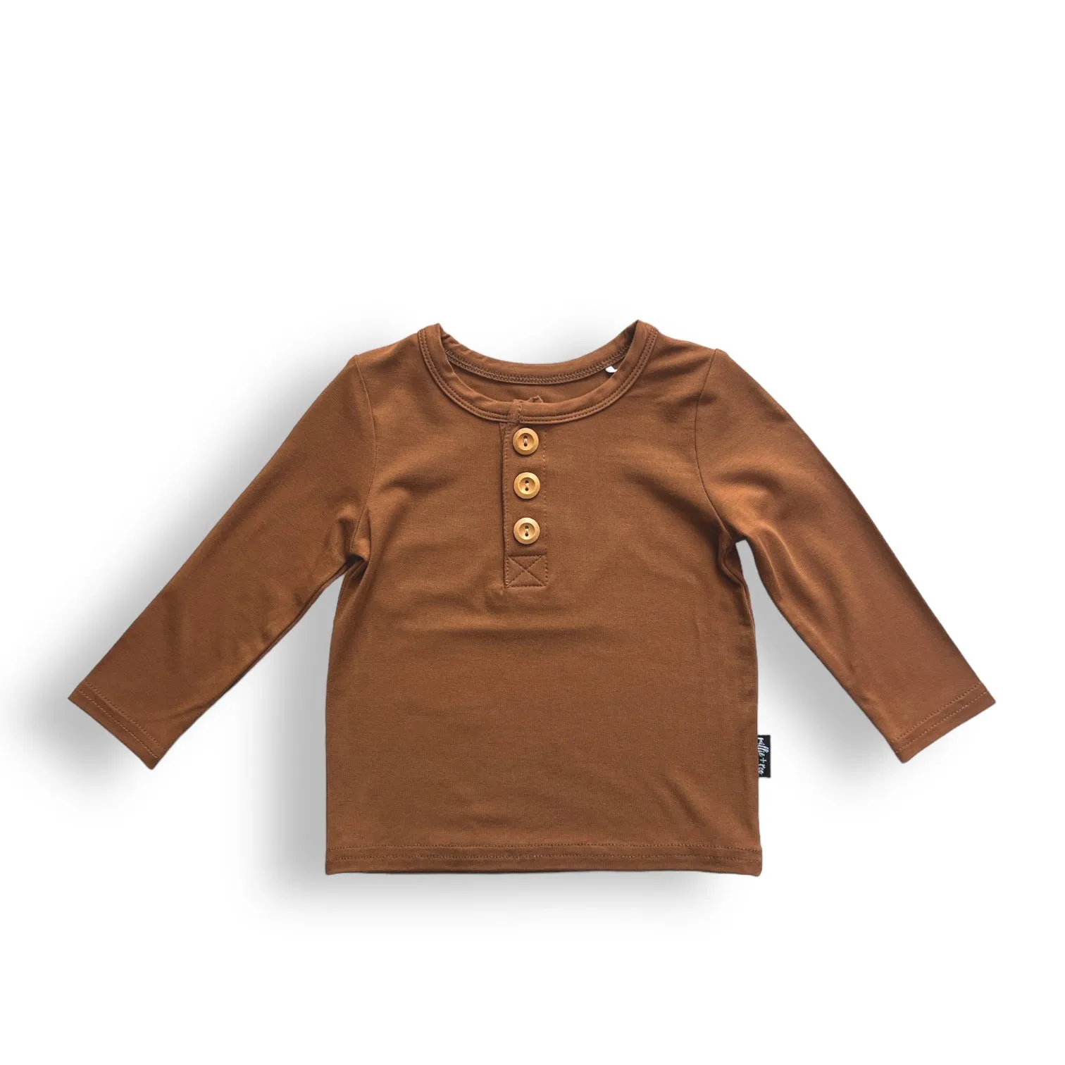 HENLEY LONG SLEEVE- Bark