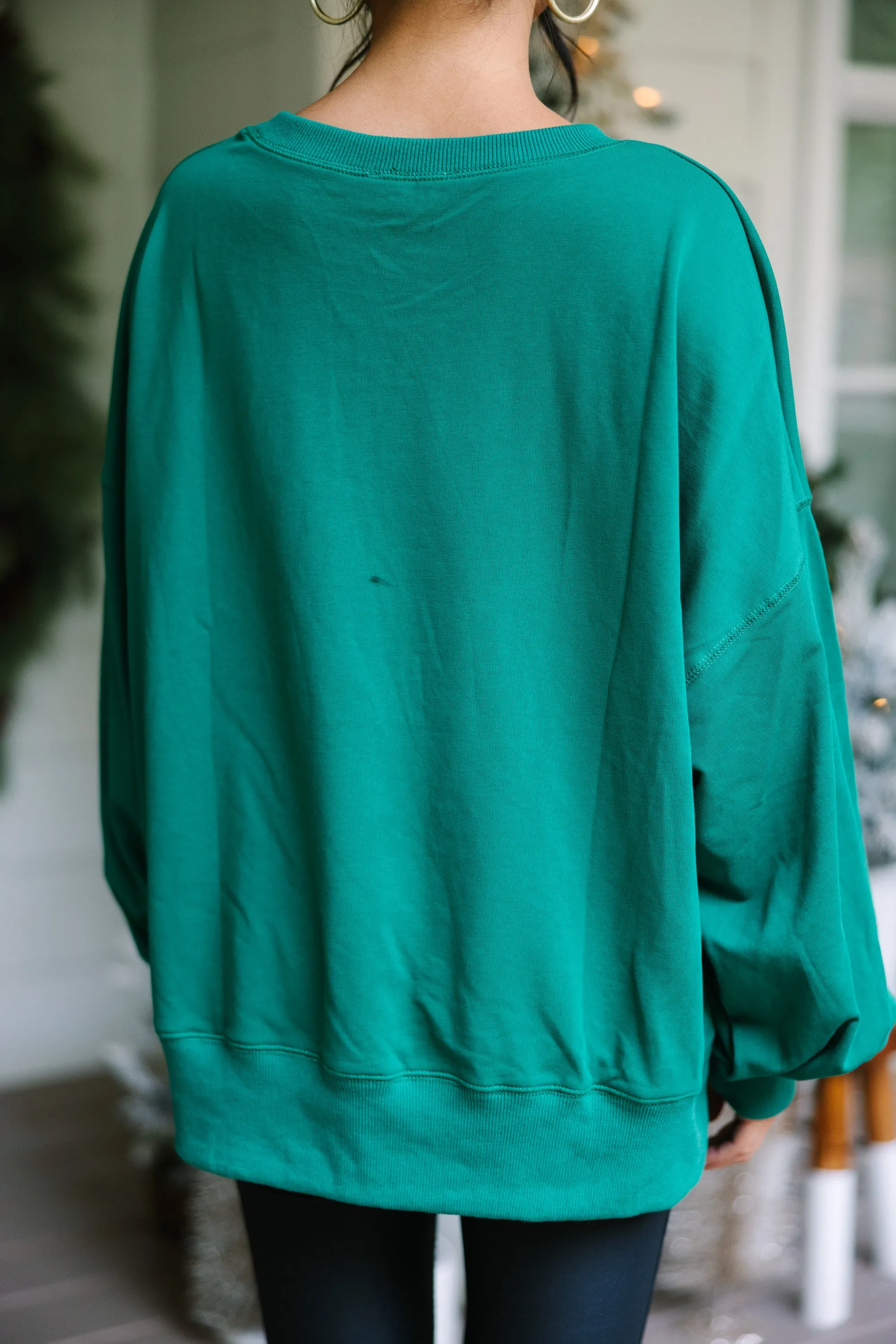 I Know Him Green Sequin Santa Pullover