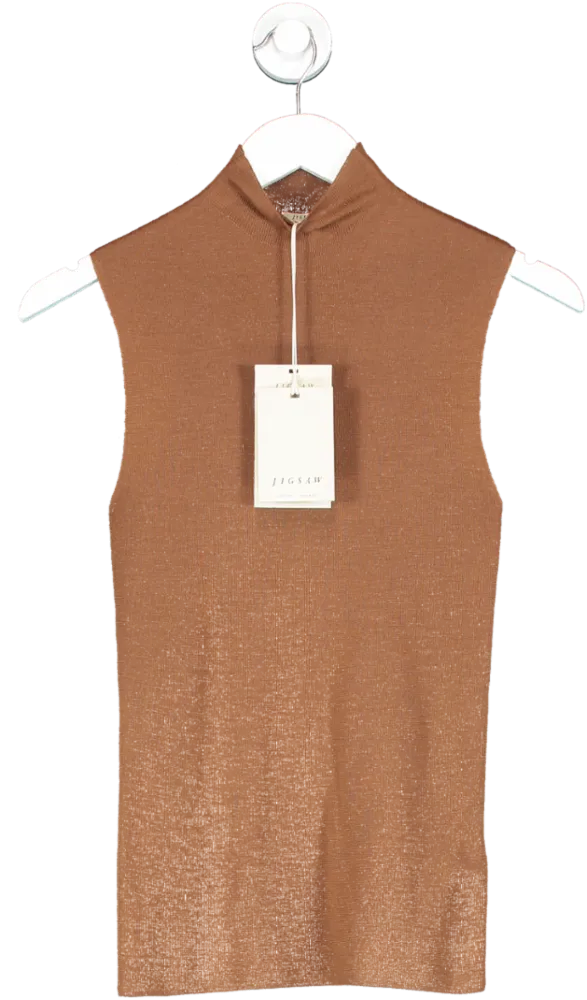 Jigsaw Brown Superfine Merino Wool Tank Top UK XS