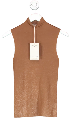 Jigsaw Brown Superfine Merino Wool Tank Top UK XS