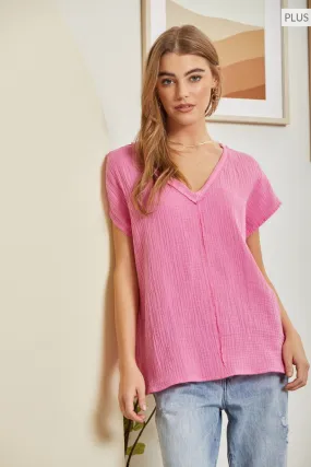 Just A Memory V-Neck Top   Pink