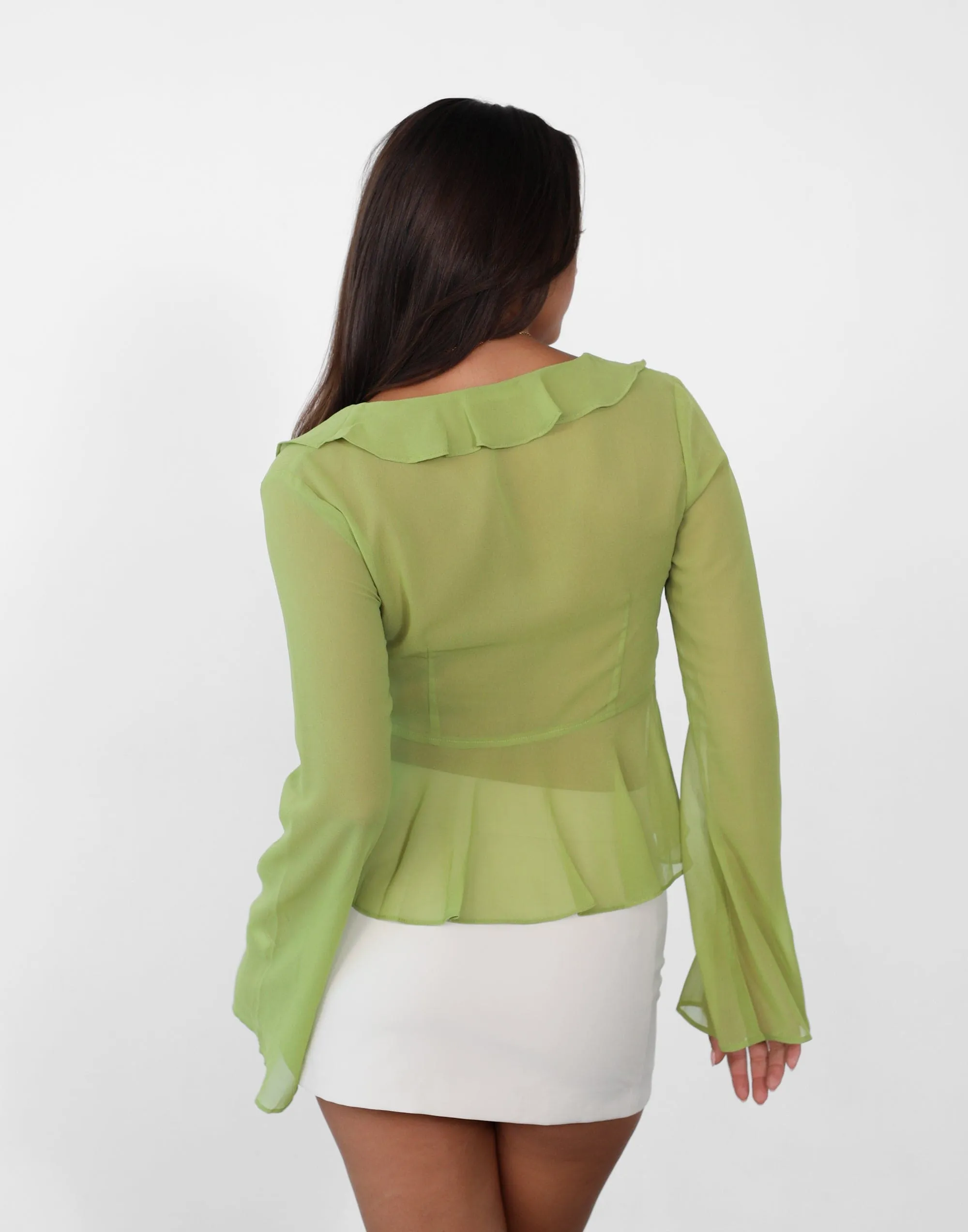 Leah Long Sleeve Top (Lime)