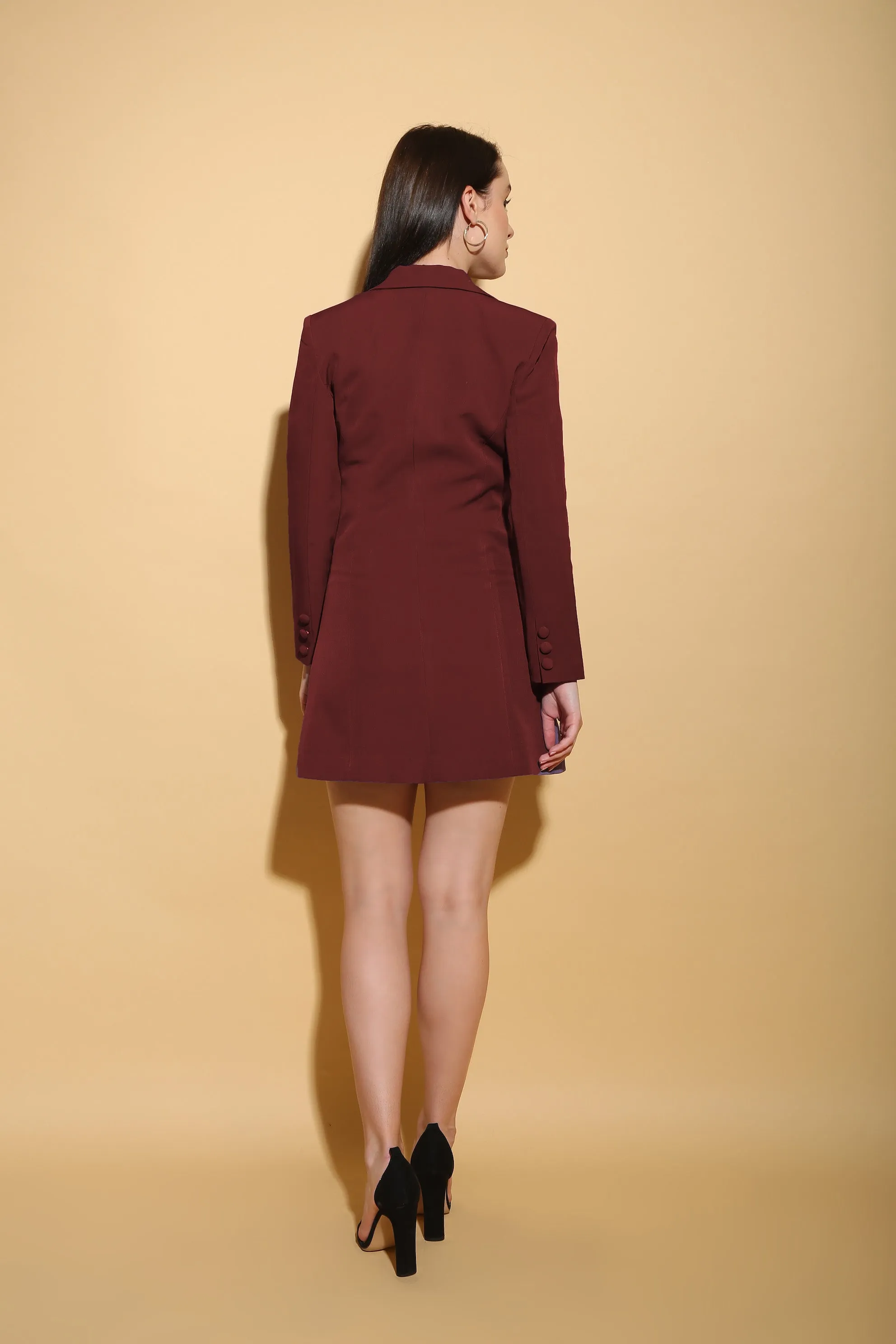 Maroon Structured Blazer Dress