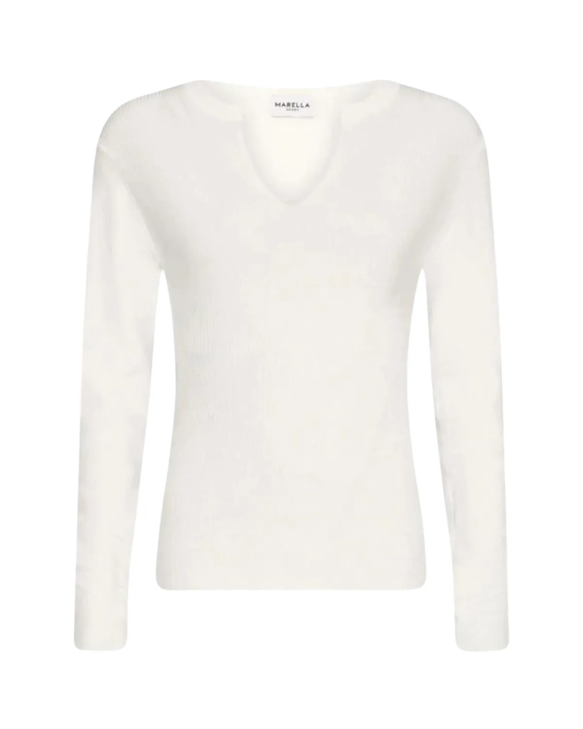 Marzo LS Knit V-Neck (White)