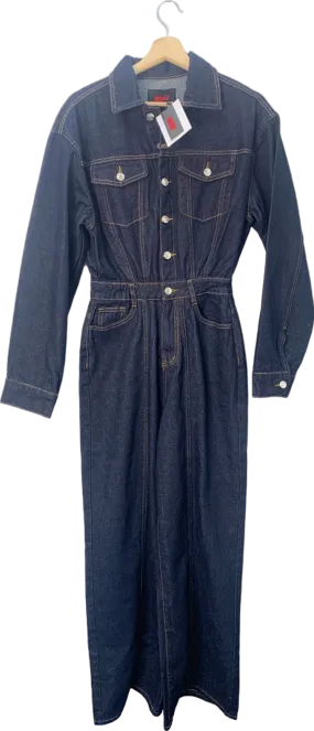 Misspap Dark Indigo Denim Utility Boiler Suit Jumpsuit UK 8