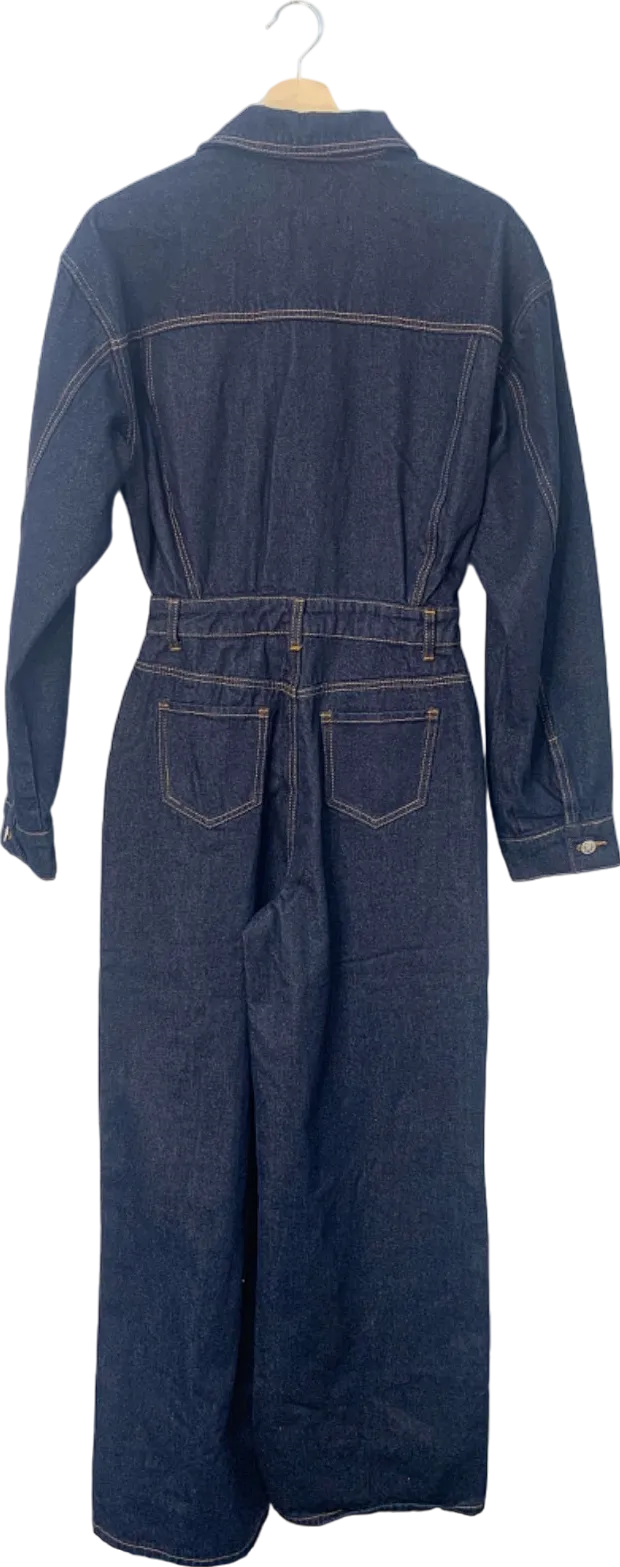 Misspap Dark Indigo Denim Utility Boiler Suit Jumpsuit UK 8