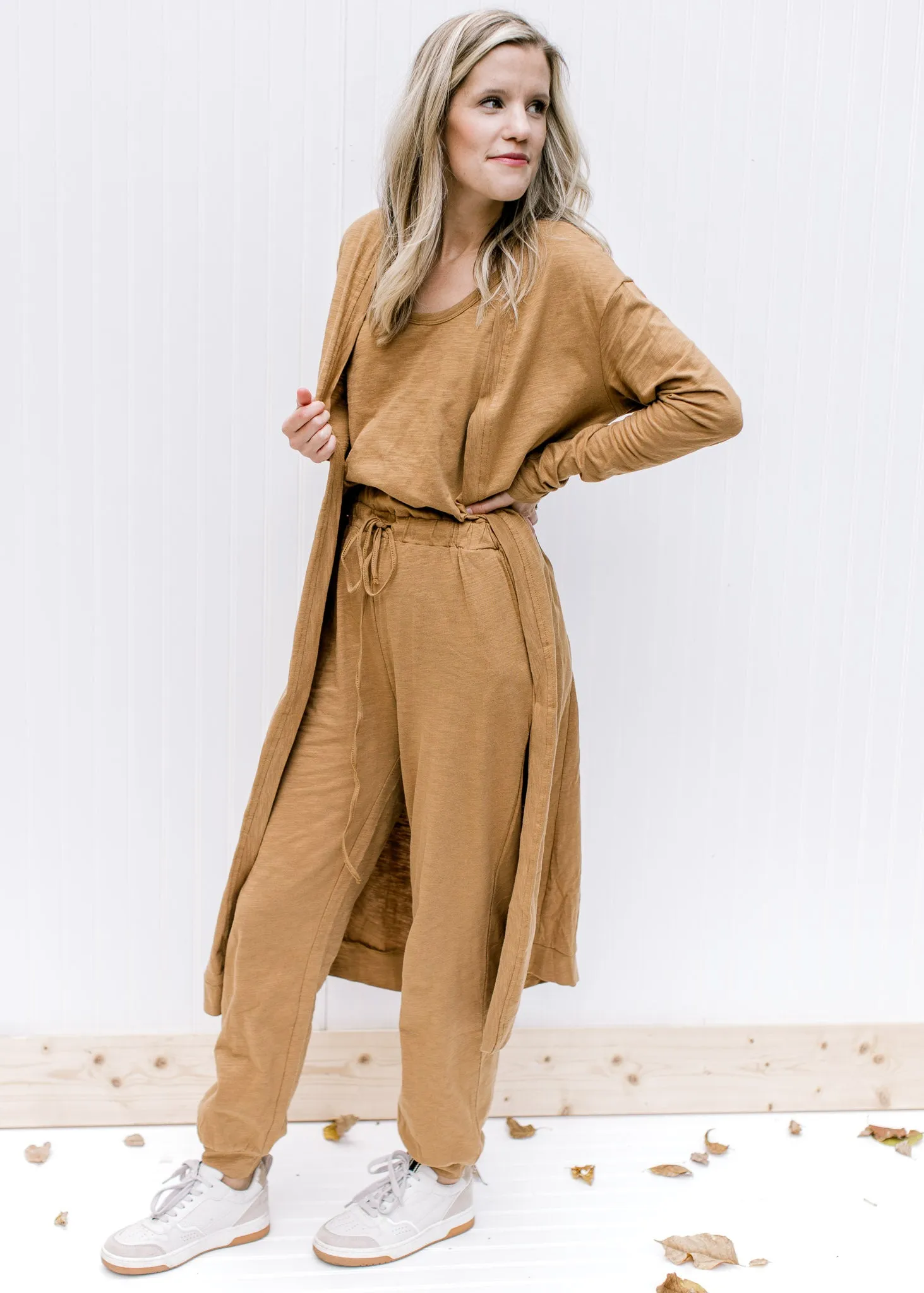 Mocha Jumpsuit Cardigan Set