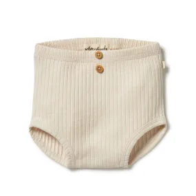 Organic Rib Nappy Pant, Oyster