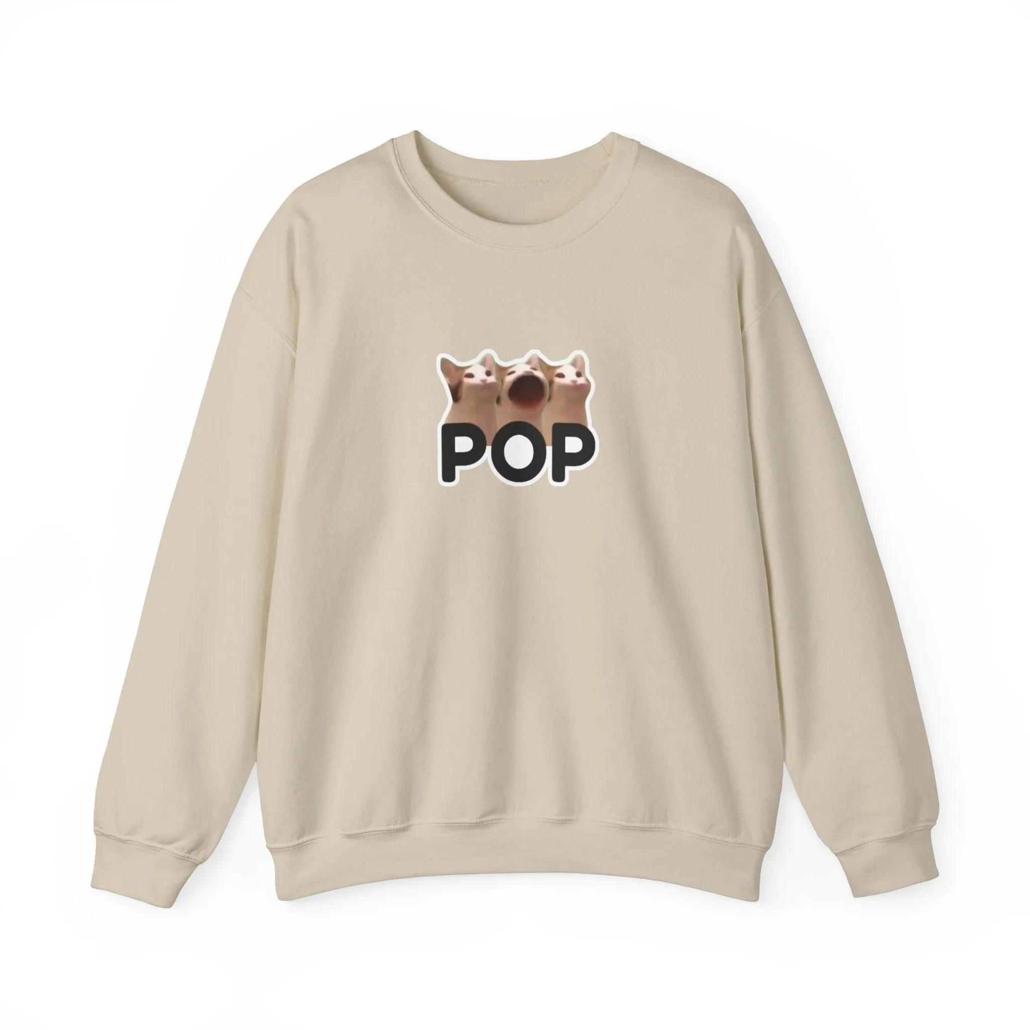 Pop Cat Meme Unisex Heavy Blend Crewneck Sweatshirt