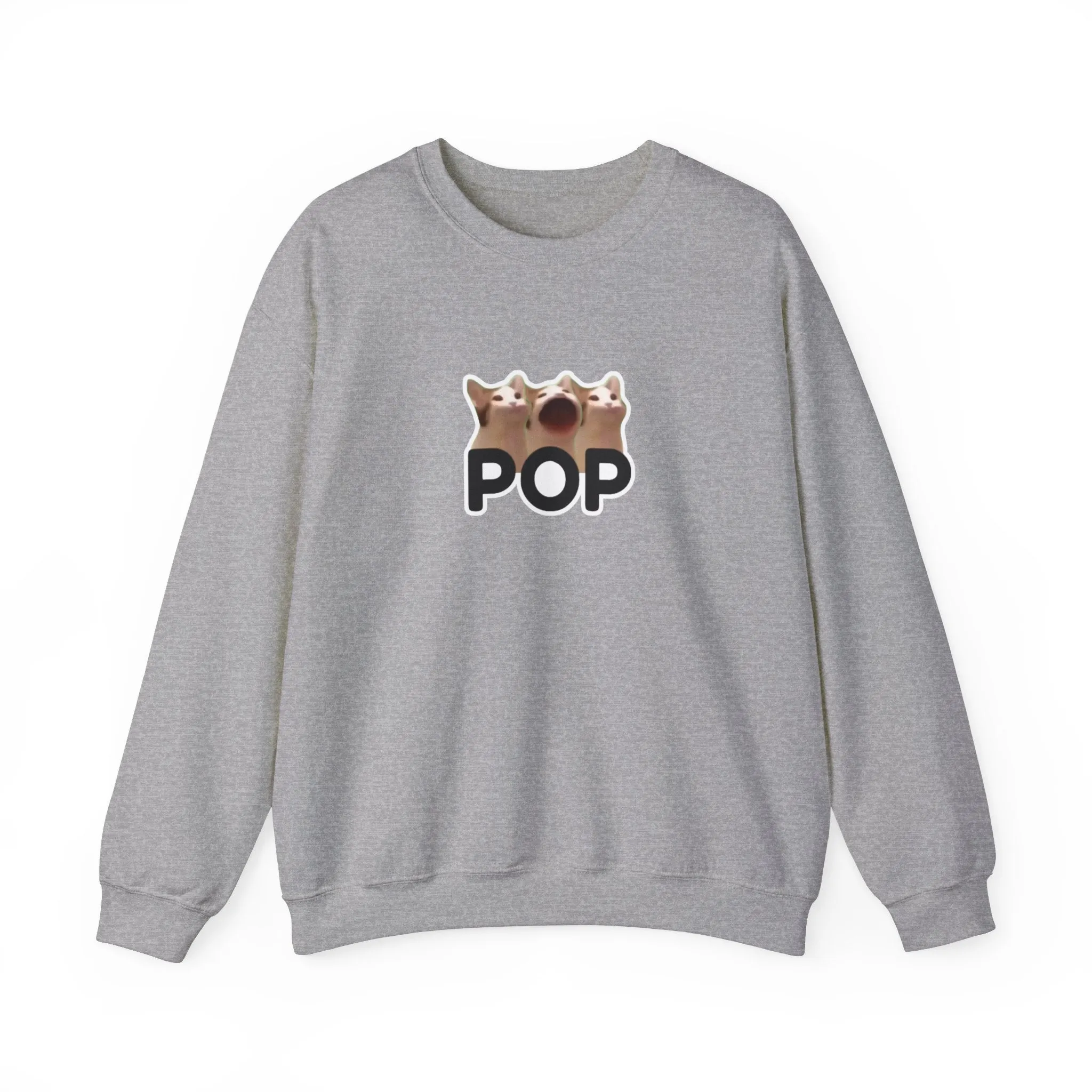 Pop Cat Meme Unisex Heavy Blend Crewneck Sweatshirt