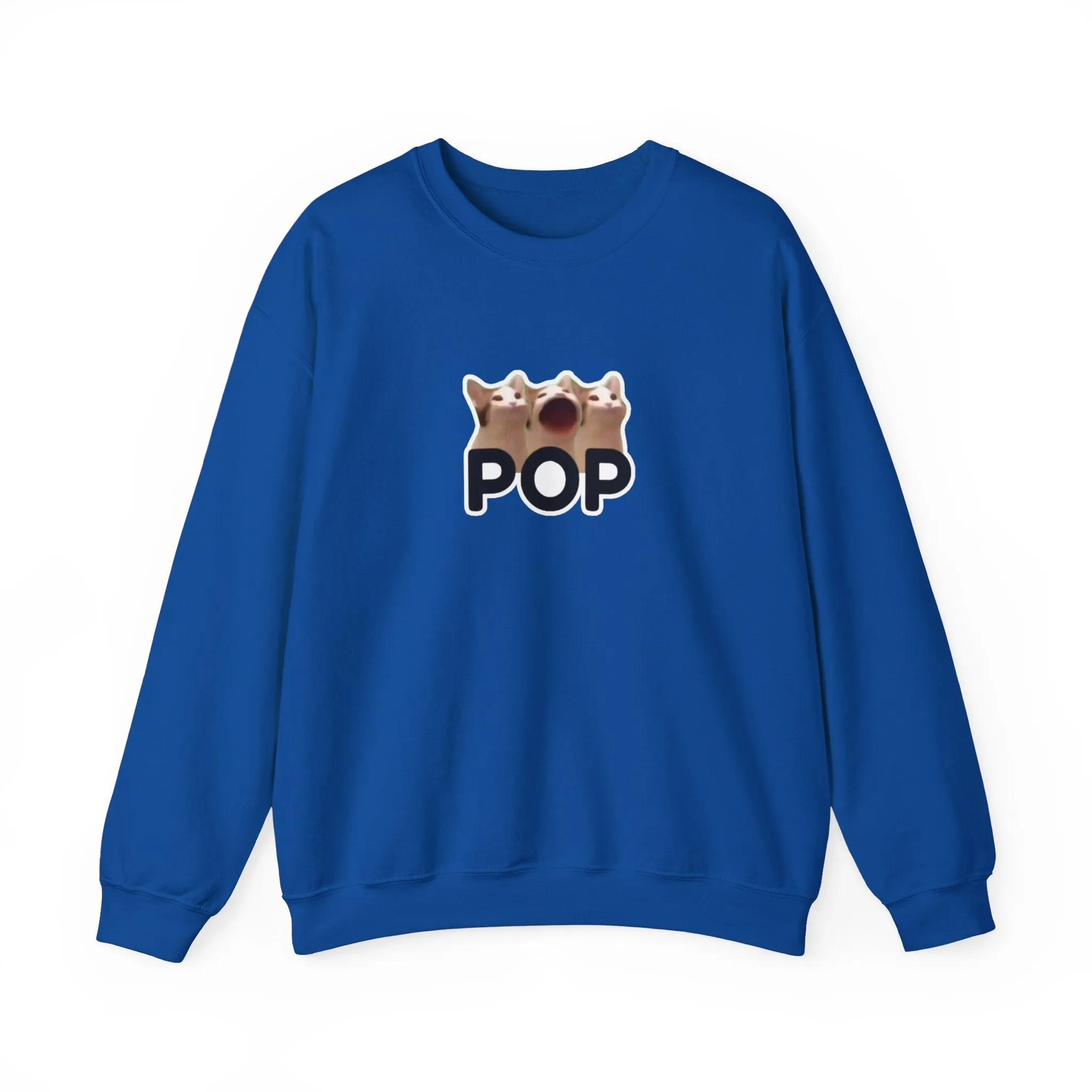 Pop Cat Meme Unisex Heavy Blend Crewneck Sweatshirt