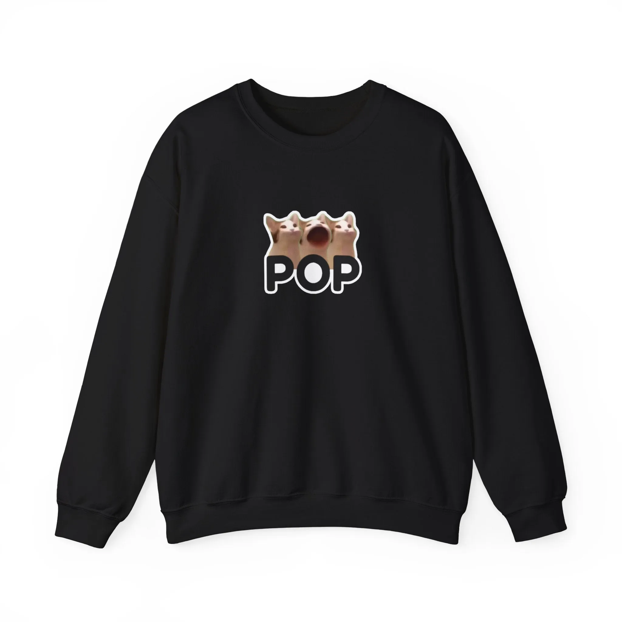 Pop Cat Meme Unisex Heavy Blend Crewneck Sweatshirt