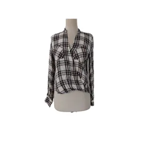 Ralph Lauren Cream Checked Cross-over Top | Like New |