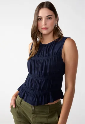 Sanctuary - Sleeveless Smock Top Navy Reflection