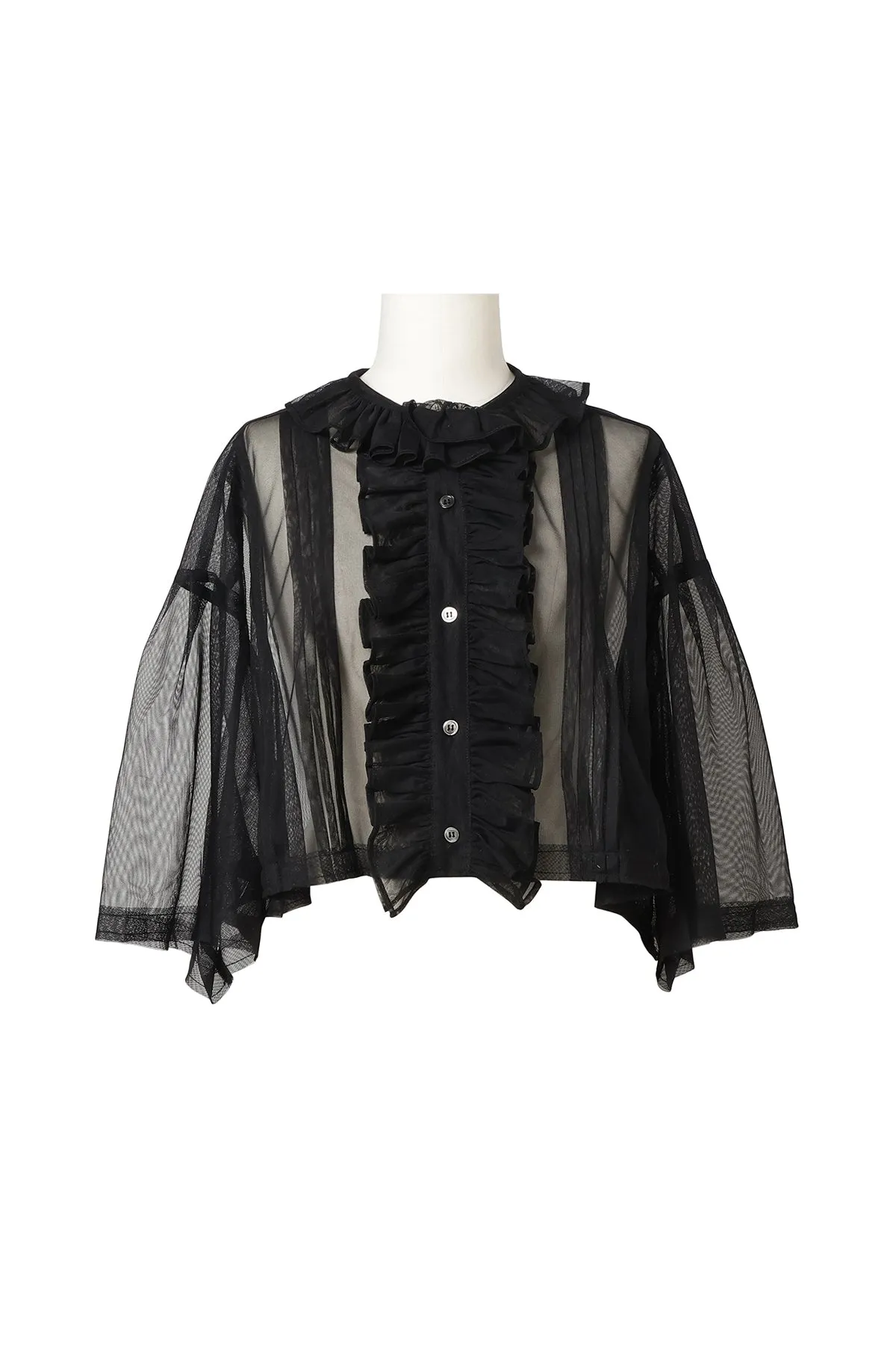 Sheer Frill Blouse / Black