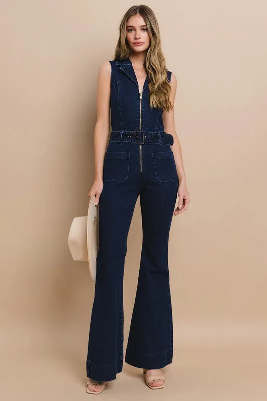 Sleeveless Belted Jumpsuit