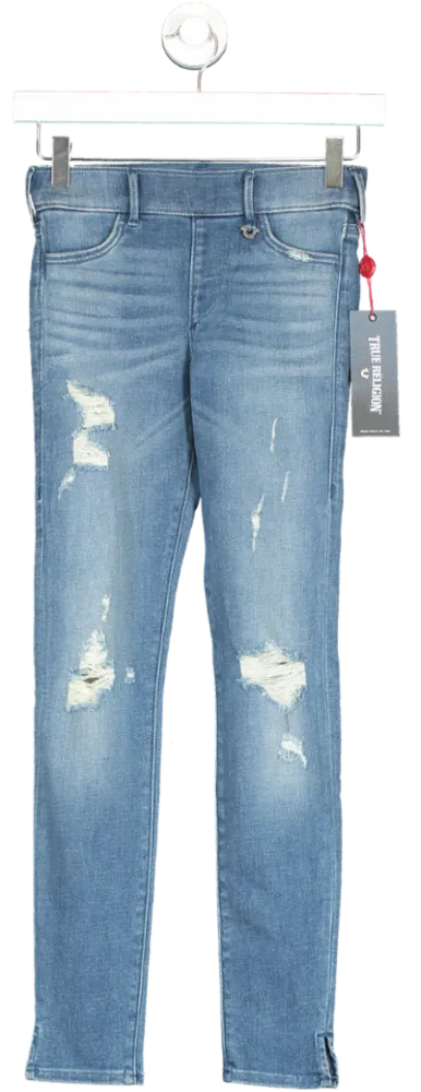 True Religion Blue Runway Legging Crop UK XXS