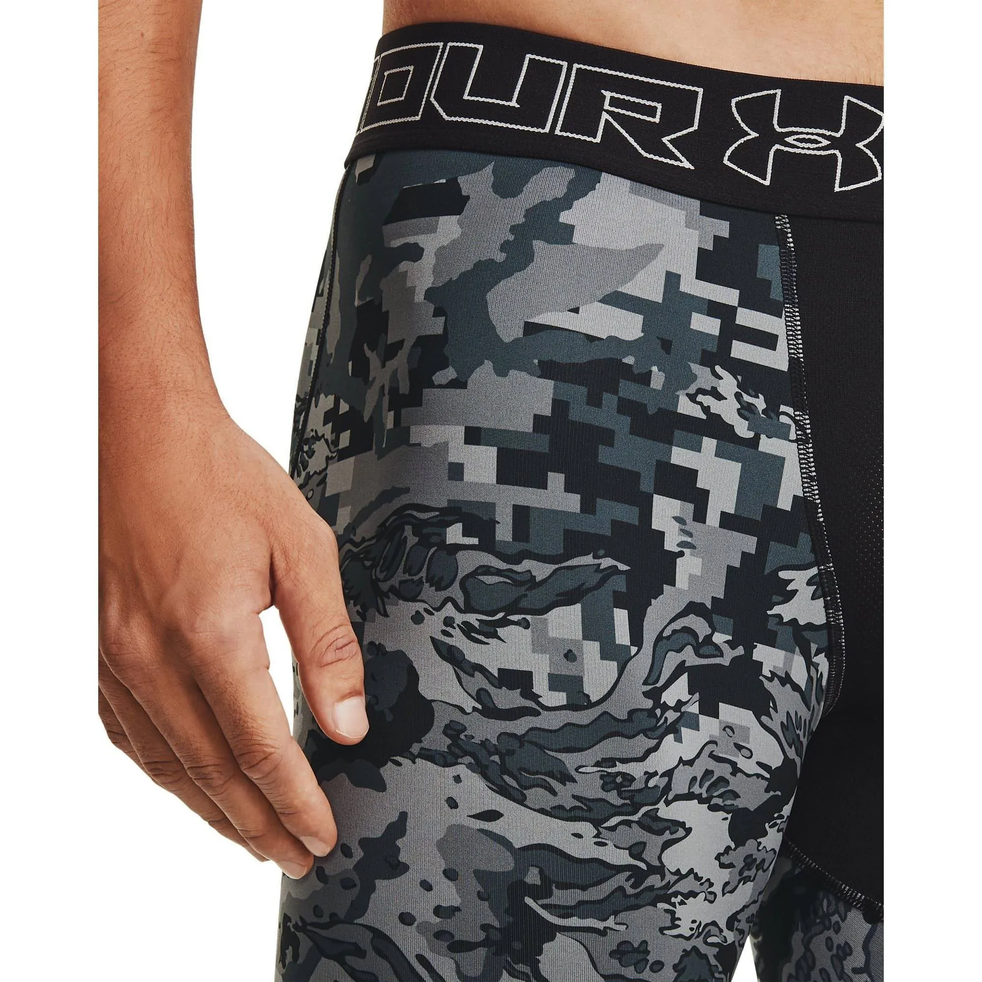 Under Armour ColdGear Printed Mens Long Training Tights - Grey